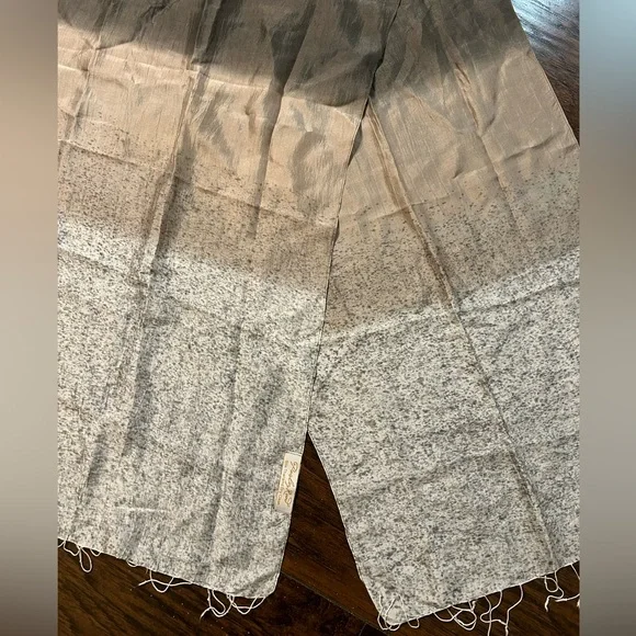 Paisley Road lightweight Silk Scarf, Beautiful gray/tan ombré, 68” long, 16”wide - Picture 2 of 3